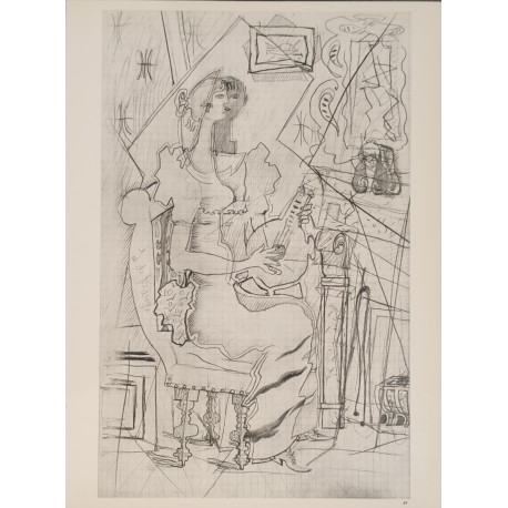 LA MUSICIENNE - BRAQUE Georges (D'après) (1882 - 1963) - Héliogravure