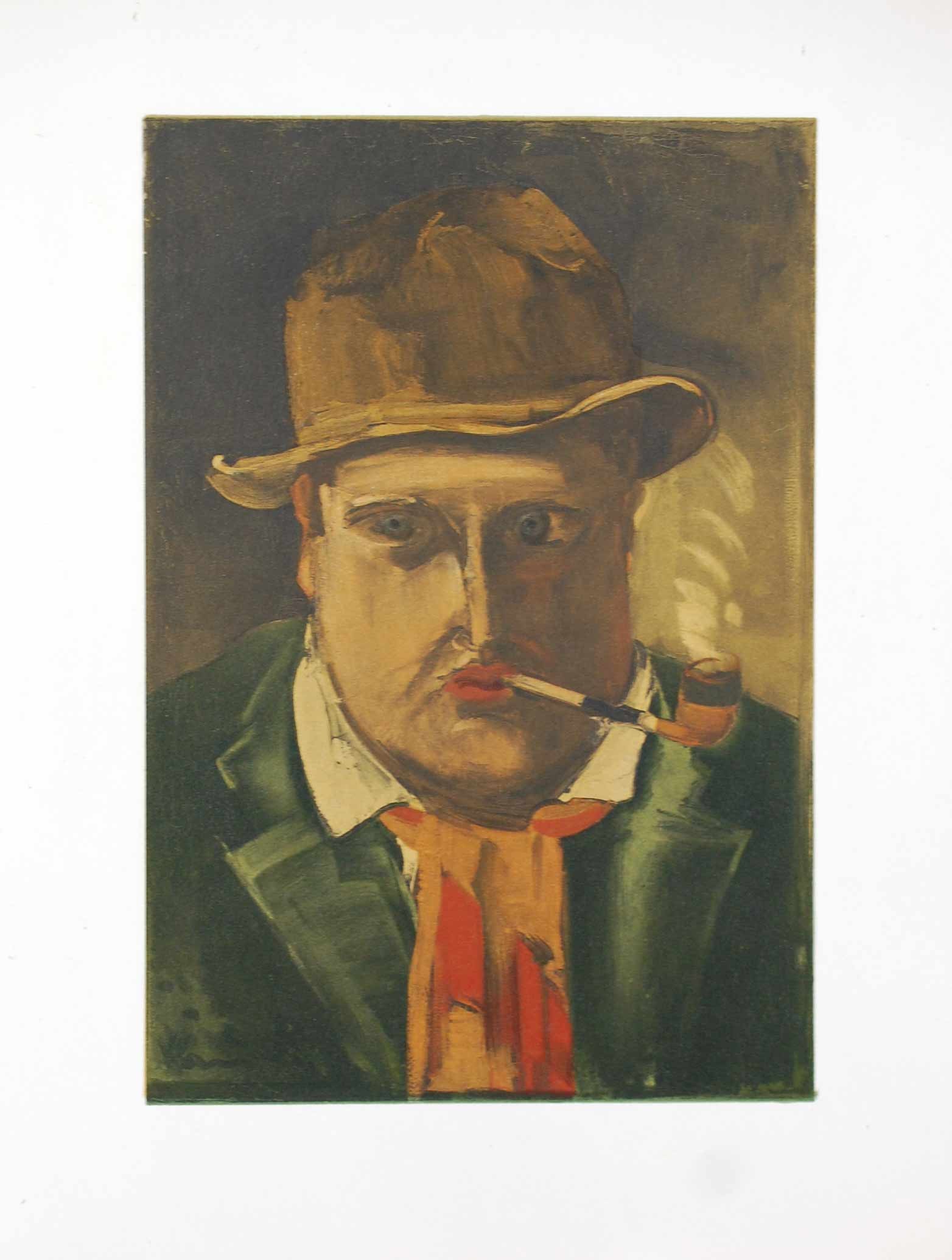 HOMME A LA PIPE - VLAMINCK Maurice De (1876-1958) - Lithographie