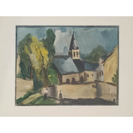L EGLISE DE BOUGIVAL - VLAMINCK Maurice De (1876-1958) - Lithographie