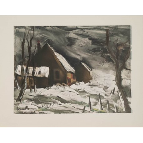 LA MALADRERIE SOUS LA NEIGE -VLAMINCK Maurice De (1876-1958) - Lithographie