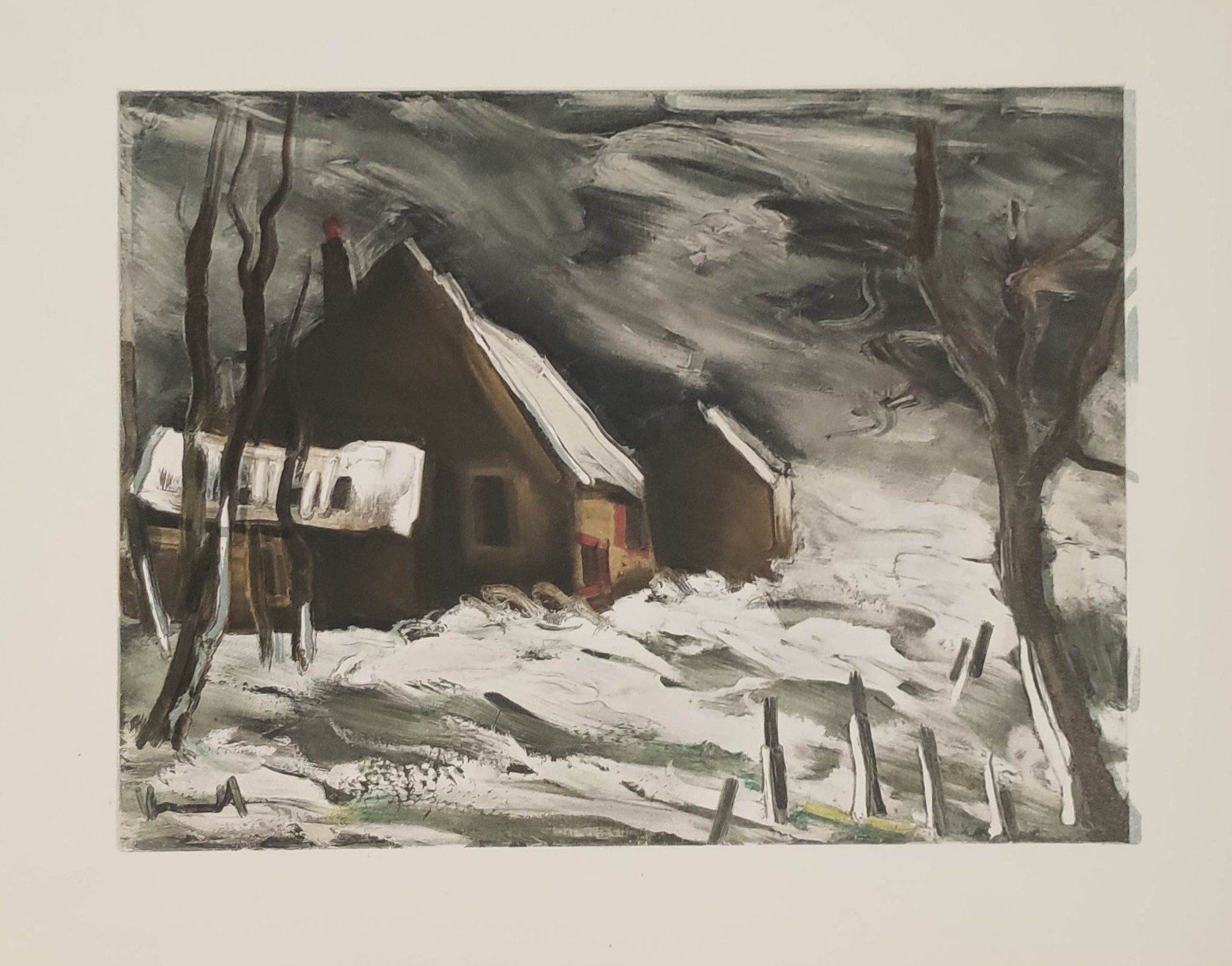 LA MALADRERIE SOUS LA NEIGE -VLAMINCK Maurice De (1876-1958) - Lithographie