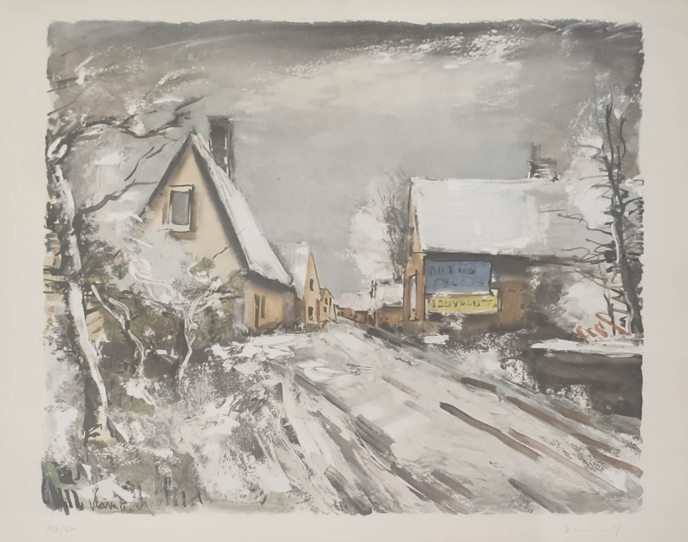 VILLAGE ENNEIGE - VLAMINCK Maurice De (1876-1958) - Lithographie