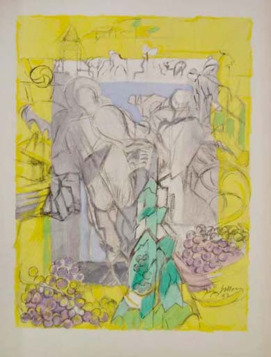 COMPOSITION AUX VENDANGEURS - VILLON Jacques (1875-1963) - Lithographie