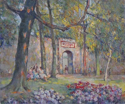 JARDIN DE GRUUTHUSE - BRUGES - VERBRUGGHE CHARLES-HENRI (1877 - 1974) - Huile sur toile