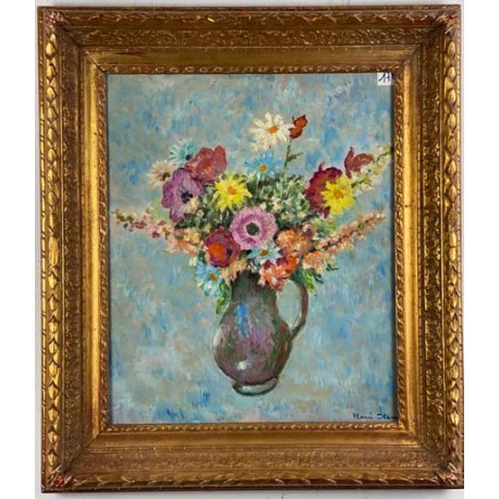 VASE DE FLEURS - STENN Henri (1903 - 1993) - Huile sur toile