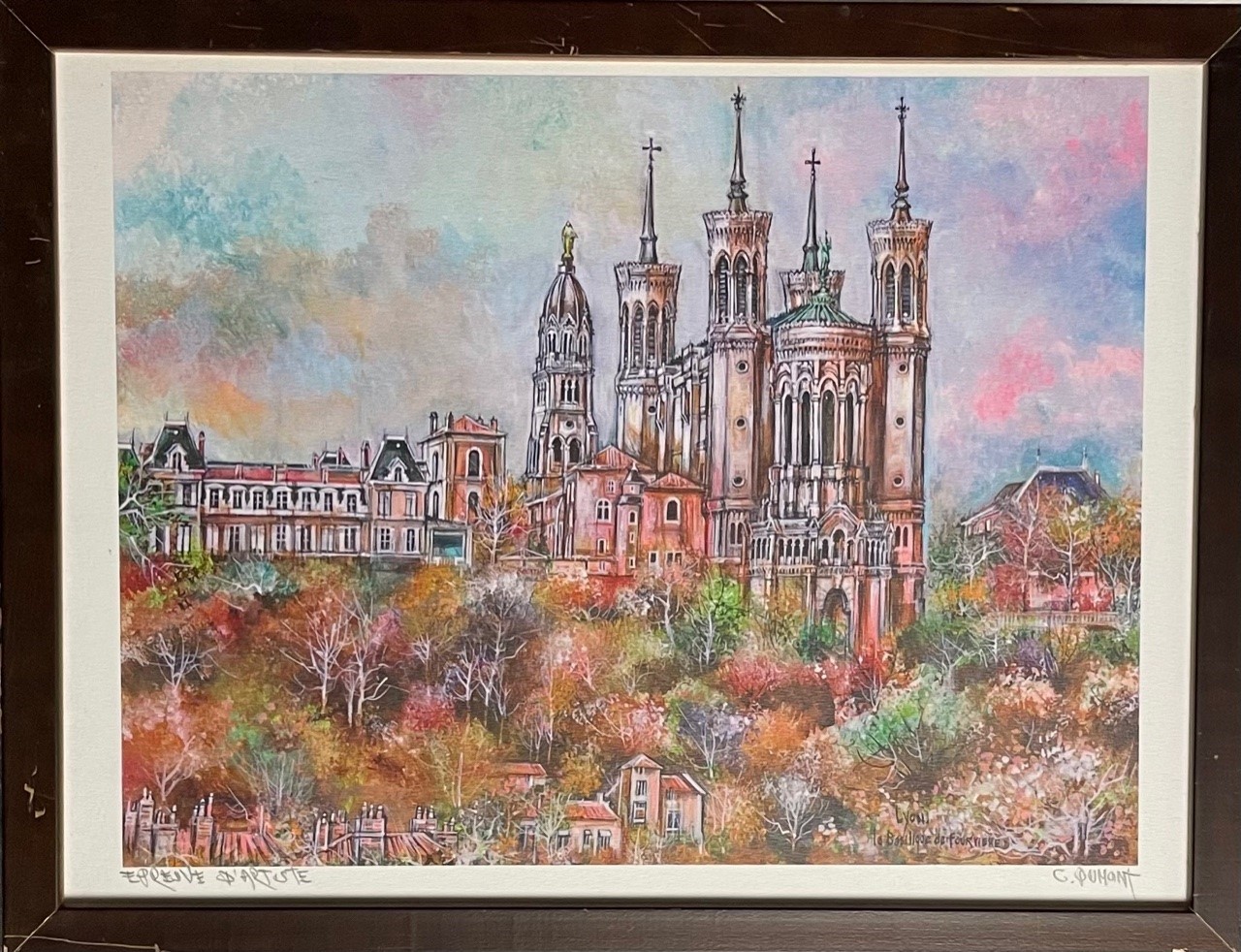 LYON :LA BASILIQUE DE FOURVIERE - DUMONT Claude (1938 - ) - Granolithographie