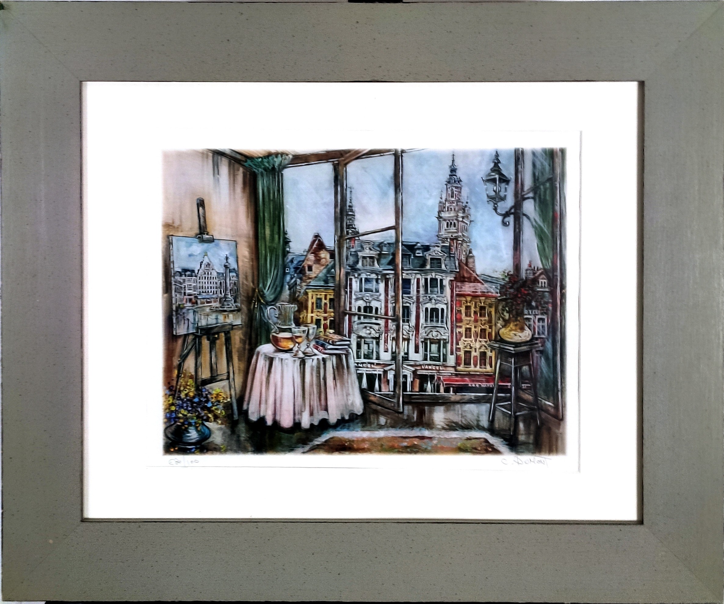 VUE GRAND PLACE DE LILLE - DUMONT Claude (1938 - ) - Granolithographie