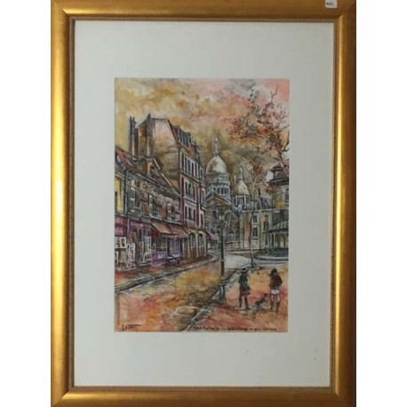 PARIS MONTMARTRE: LA PLACE DU TERTRE UN MATIN D AUTOMNE - DUMONT Claude (1938 - ) - Acrylique