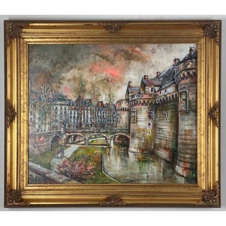 NANTES : L ENTREE DU CHATEAU DES DUCS DE BRETAGNE - DUMONT Claude (1938 - ) - Huile sur toile