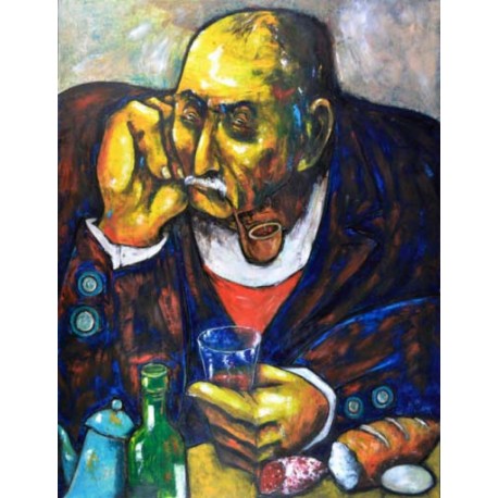 LE VERRE DE ROUGE - COOK Juan (1948 - ) - Huile sur toile