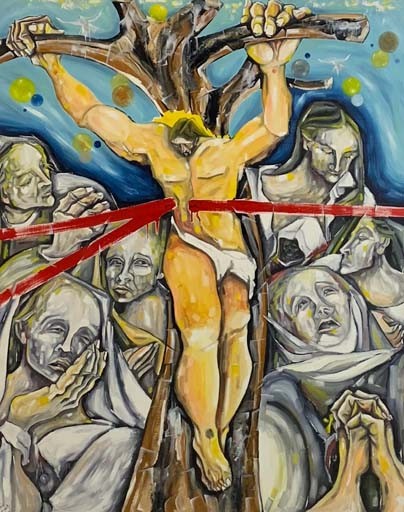 LA CRUCIFIXION - COOK Juan (1948 - ) - Huile sur toile