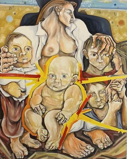 LA FAMILLE - COOK Juan (1948 - ) - Huile sur toile