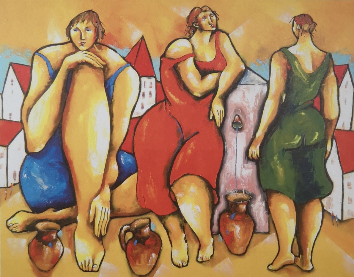 FEMMES À LA SOURCE - COOK Juan (1948 - ) - Granolithographie