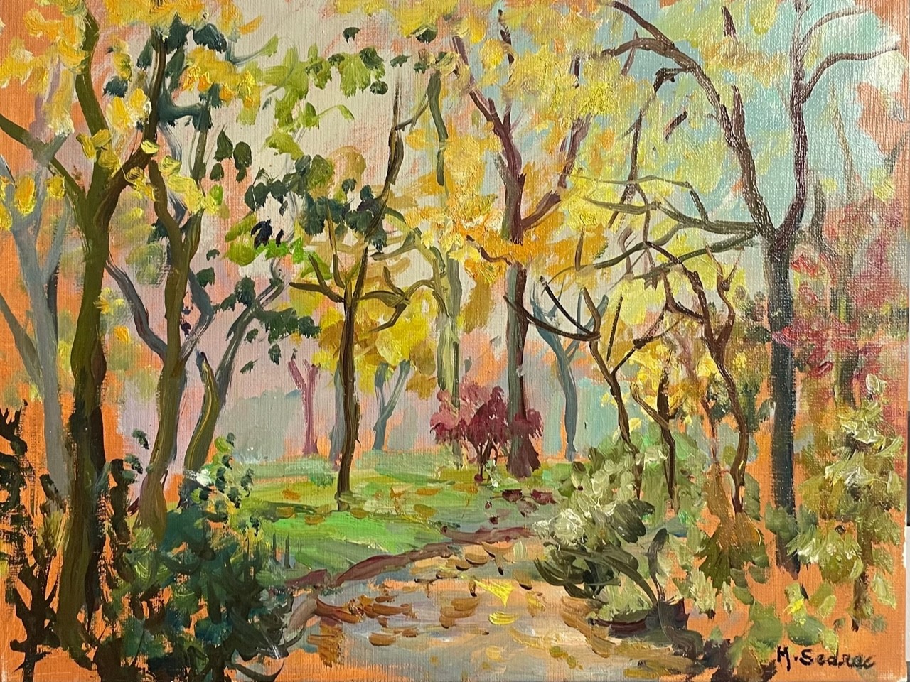 JARDIN EN AUTOMNE, Huile sur toile par Marina SEDRAC