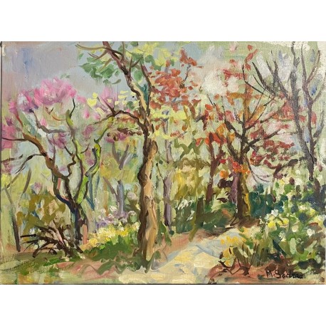 JARDIN FLEURI, Huile sur toile par Marina SEDRAC