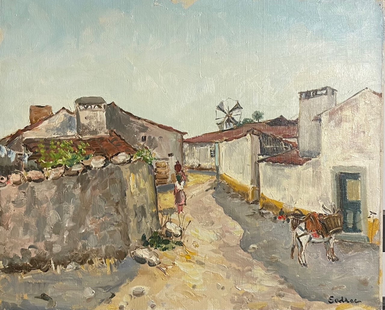 RUELLE AVEC UN ANE, Huile sur toile par Marina SEDRAC