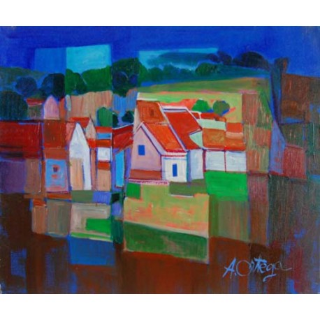 PAYSAGE D ILE DE FRANCE - ORTEGA Aurélien (1926 -2014) - Huile sur toile