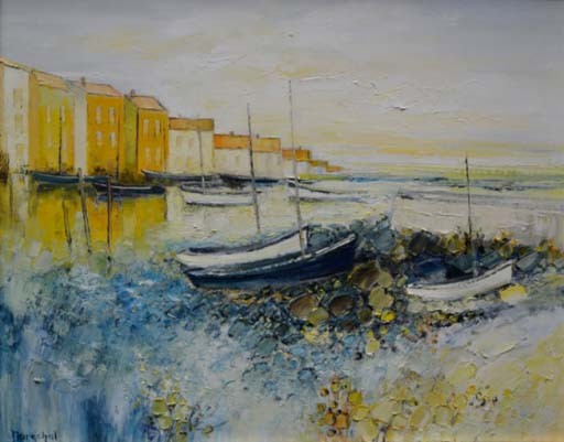 DANS LE PORT - MARECHAL Francis (1952 - ) - Huile sur toile