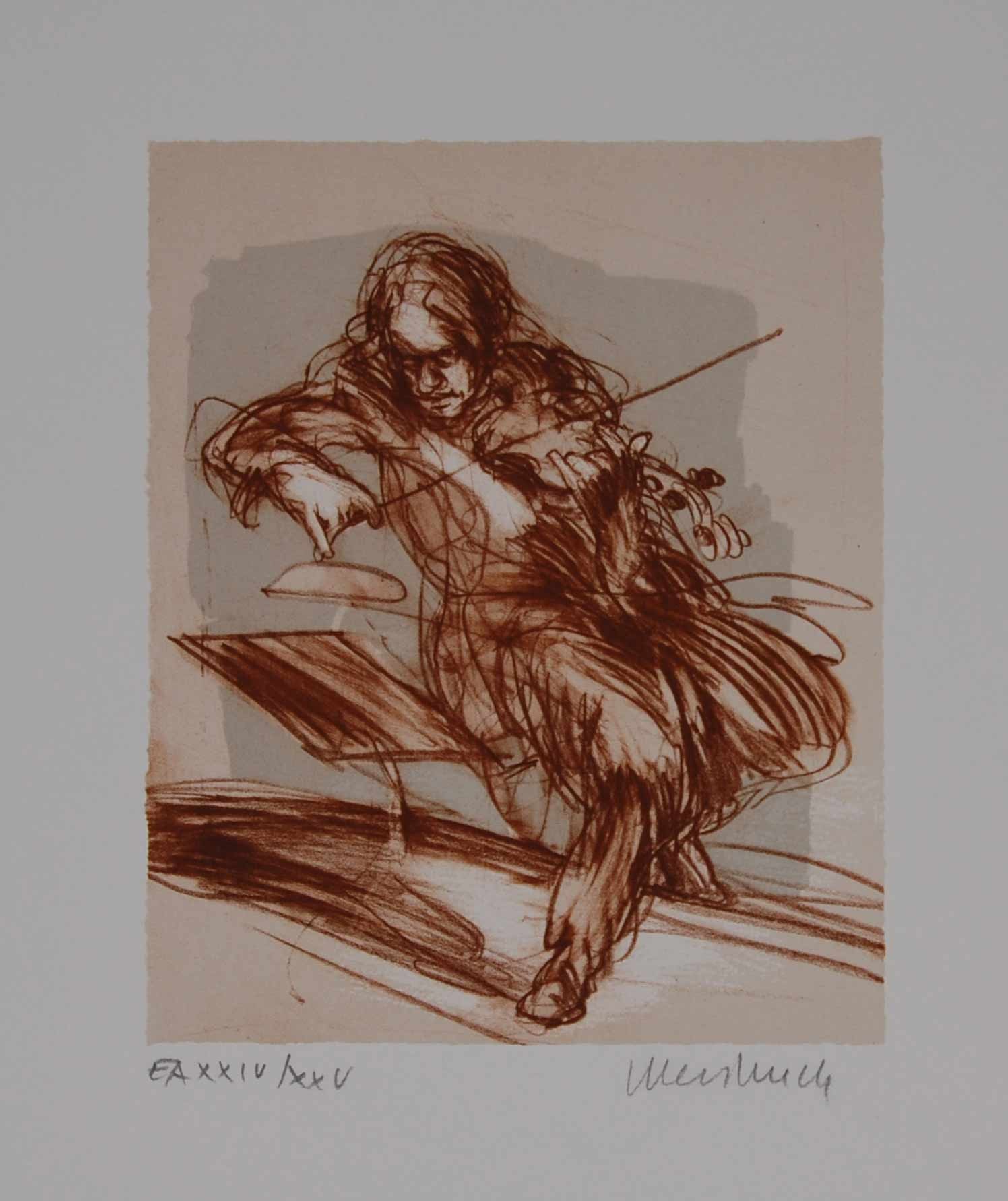 JOUEUR DE VIOLON AU PUPITRE - WEISBUCH Claude (1927 - ) - Lithographie