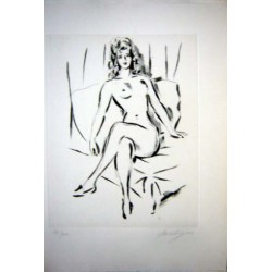 FEMME NUE ASSISE AUX JAMBES CROISEES