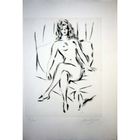 FEMME NUE ASSISE AUX JAMBES CROISEES