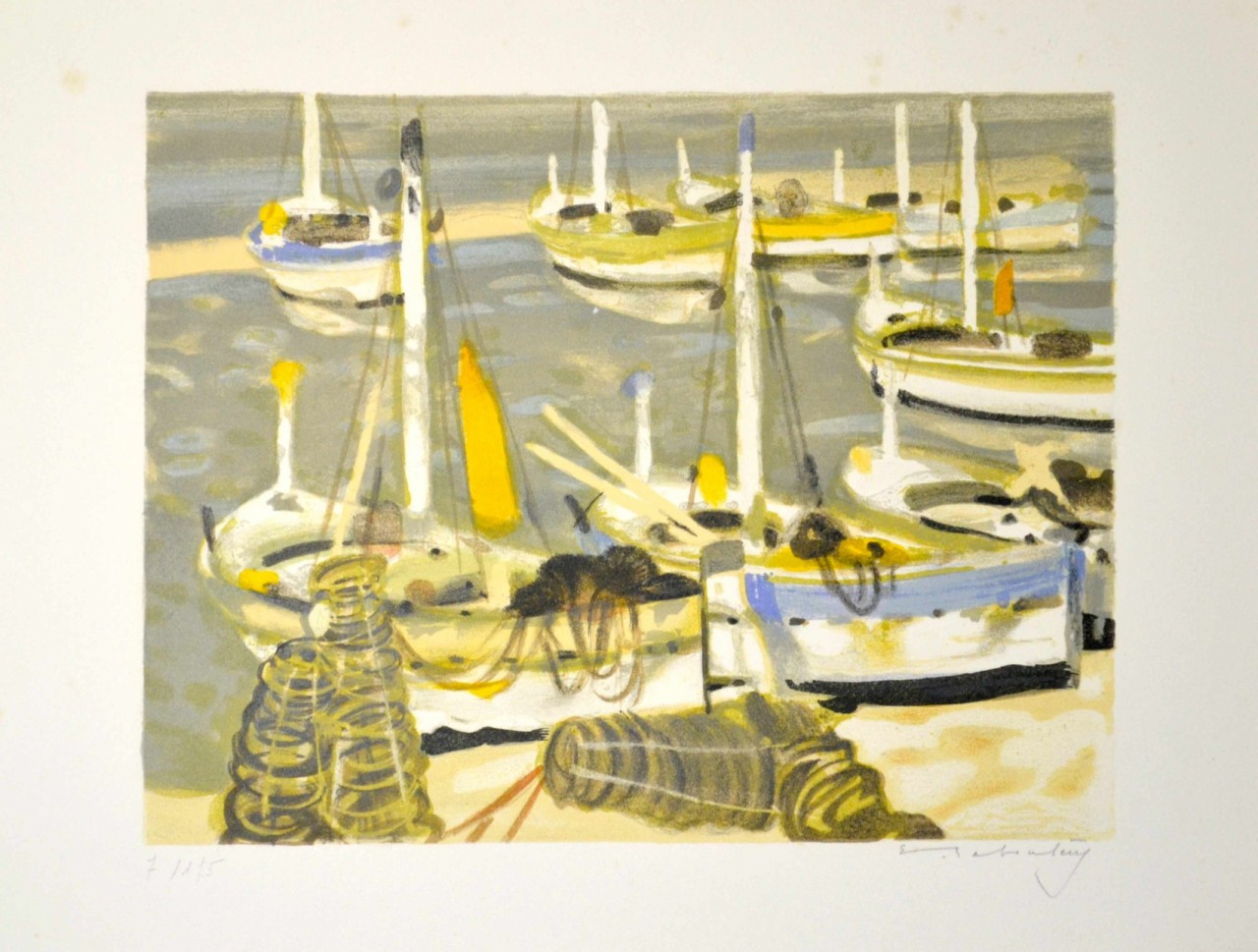 Baboulene Eugène port bateaux avec lumière jaune