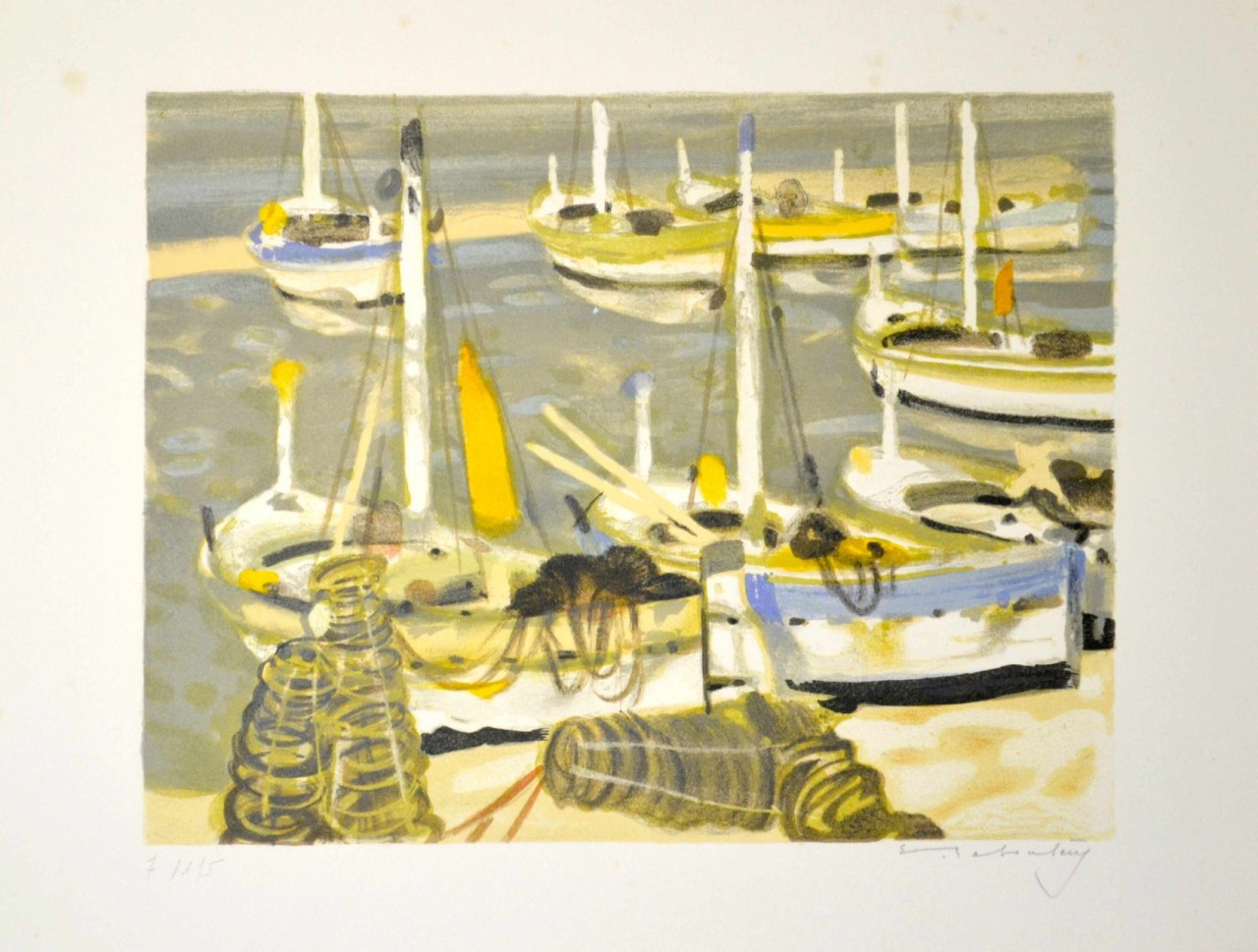 Baboulene Eugène port bateaux avec lumière jaune