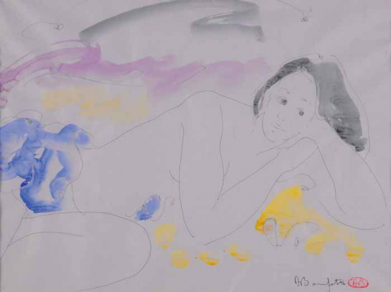 ETUDE DE NU - BONNEFOIT Alain (1937-) - Aquarelle