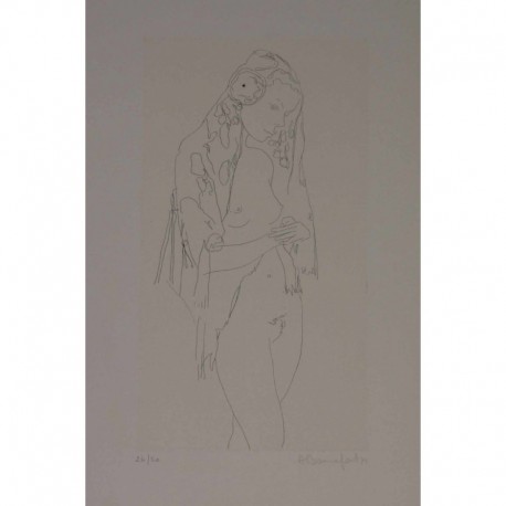 BONNEFOIT Alain femme nue au voile fleuri