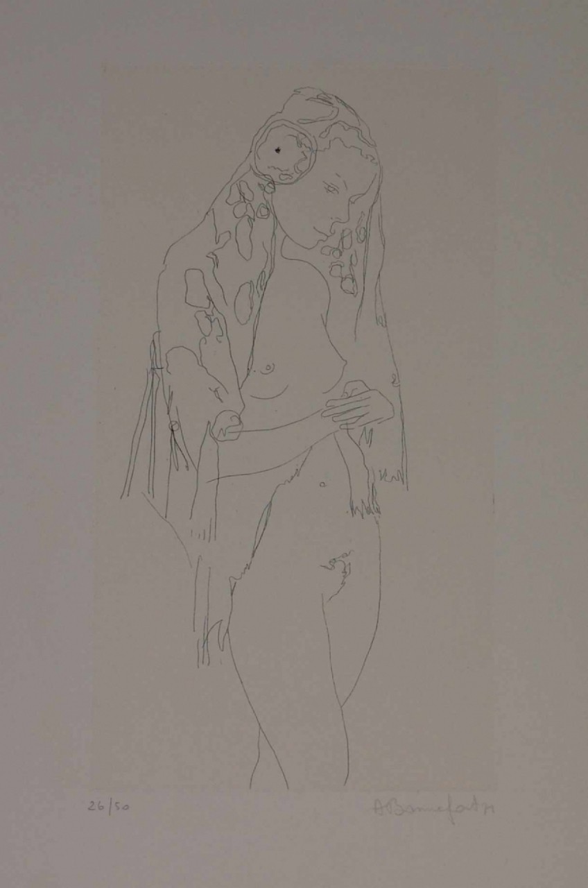 BONNEFOIT Alain femme nue au voile fleuri