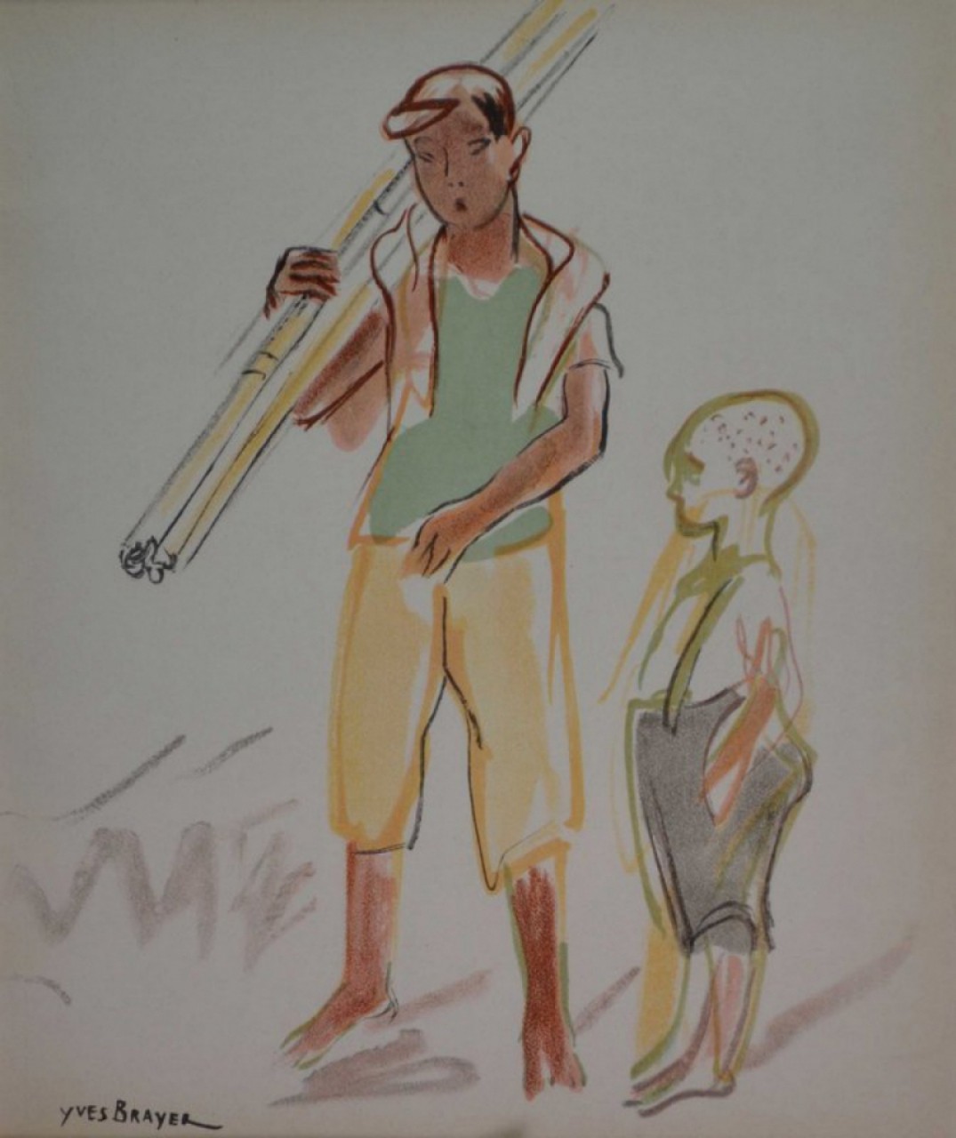 BRAYER Yves homme de couleur avec enfant blanc
