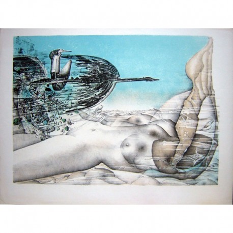BRISSAUD Patrick corps femme nue avec cigogne