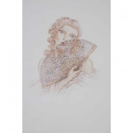 CHIMOT Edouard femme éventail