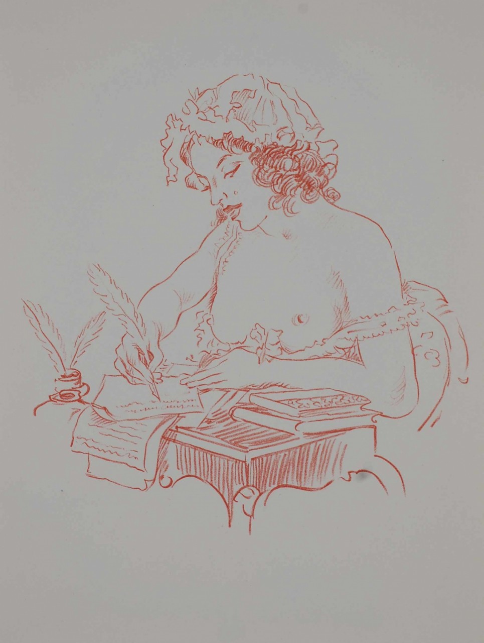 CHIMOT Edouard femme écrivant seins nus