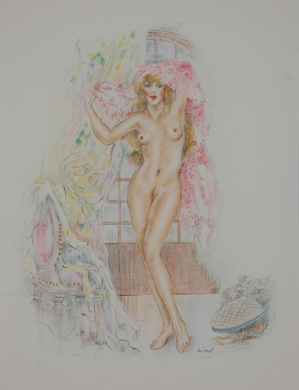 CHIMOT Edouard femme met peignoir